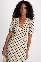 Mid-length dress with puff sleeves multicolor women