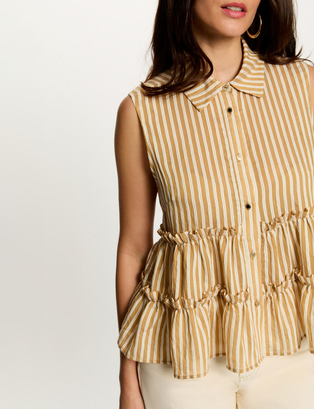 Sleeveless striped shirt multicolor women