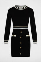 Fitted jumper dress with buttons black women