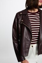 Fitted faux leather jacket bordeaux women