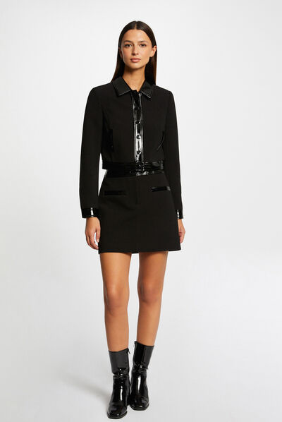 Straight skirt with vinyl details black ladies'