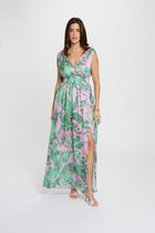 Long dress with V-neck multicolor women