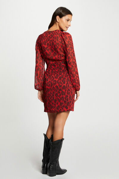 Wrap dress leopard print multico ladies'