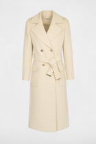 Manteau long ceinturé ivoire femme