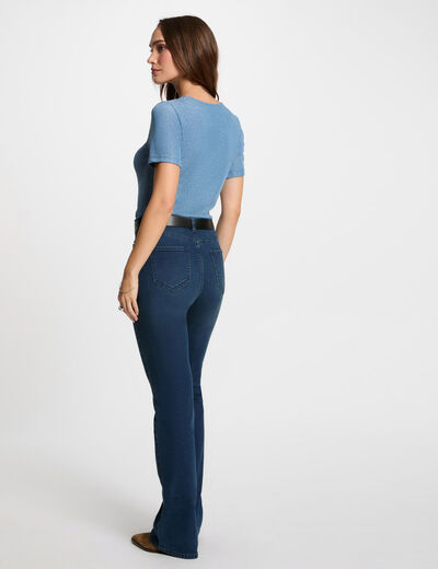 Short-sleeved t-shirt with V-neck grey denim women