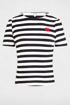 T-shirt manches courtes rayé blanc femme