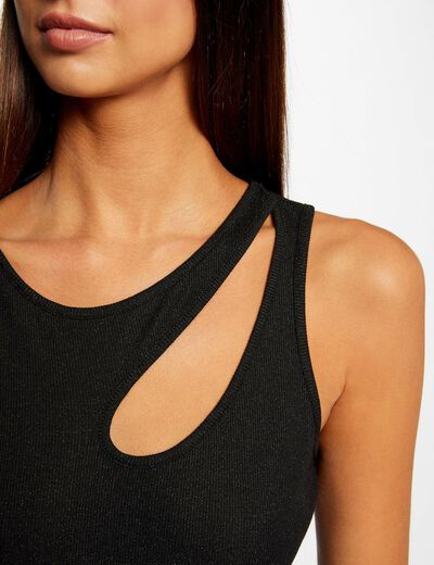 Vest top with opening on shoulder black ladies'
