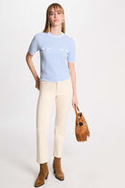 Short-sleeved jumper sky blue women