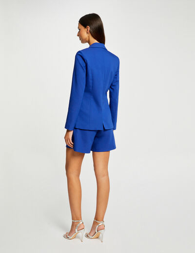 Waisted buttoned city jacket electric blue ladies'