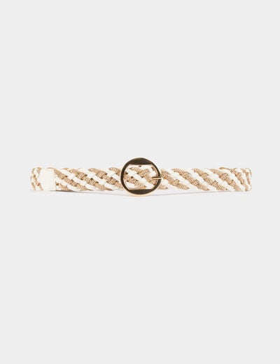 Braided belt with rhinestones white women
