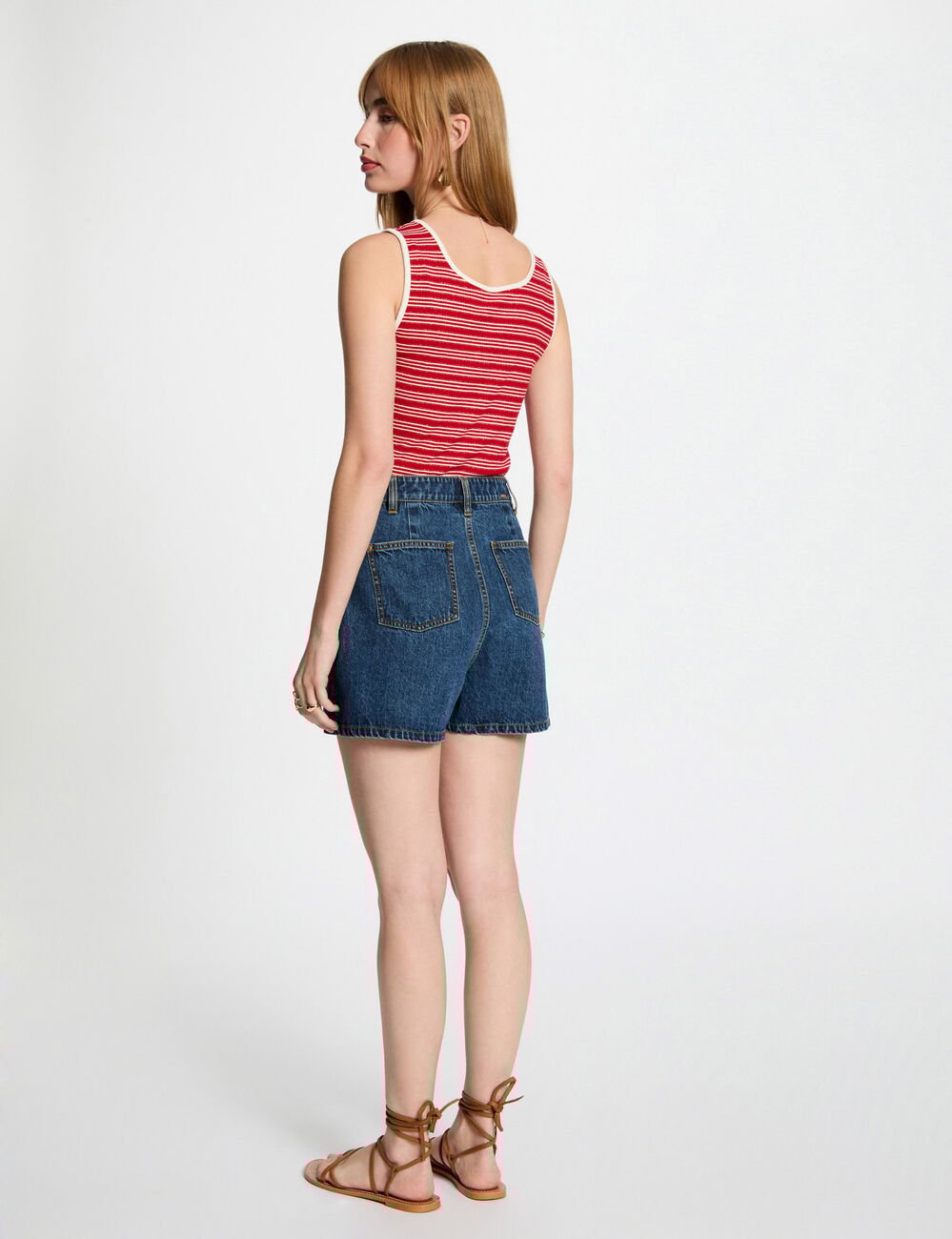 Striped sleeveless vest top white women