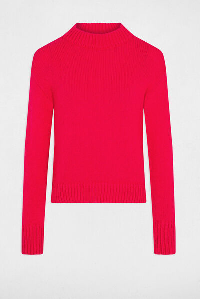 Long-sleeved jumper with high collar medium pink ladies'