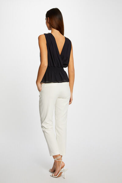 Sleeveless blouse with chain details navy ladies'