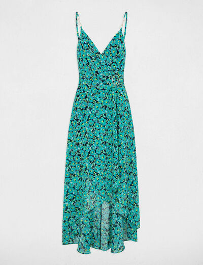 Maxi dress abstract print green ladies'