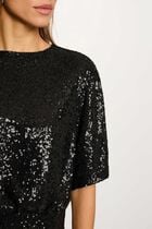 Robe courte sequins noir femme