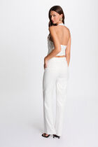 Straight trousers with stripes ecru women