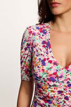 Short dress with puff sleeves multicolor women
