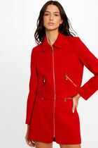 Jupe droite zippée rouge femme