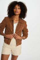 Suede jacket cognac brown women