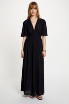 Long dress with v-neck navy blue women