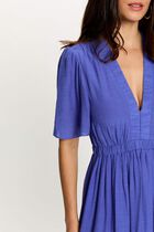 Pleated short dress blue women