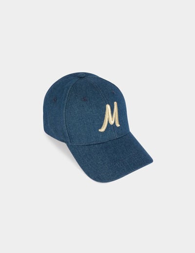 Embroidered M Denim cap stone wash denim women