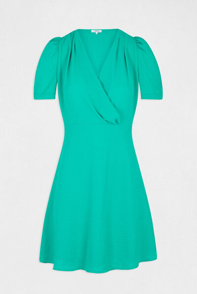 A-line dress with wrap-over neckline green ladies'