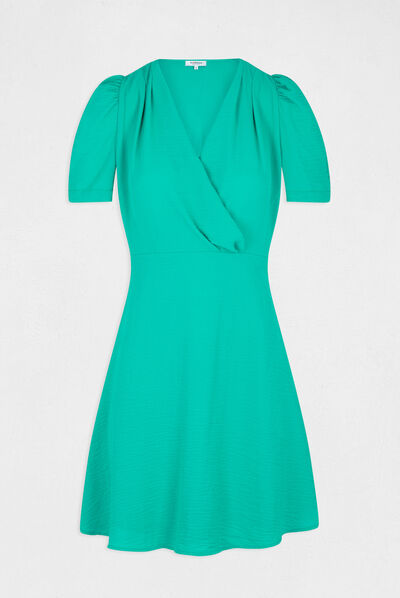 A-line dress with wrap-over neckline green ladies'