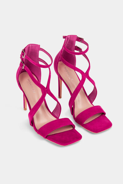 Stiletto sandals with straps pink ladies'