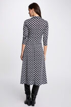 Robe midi droite imprimée bleu marine femme