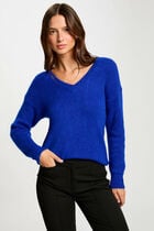 Jumper with V-neck electric blue women