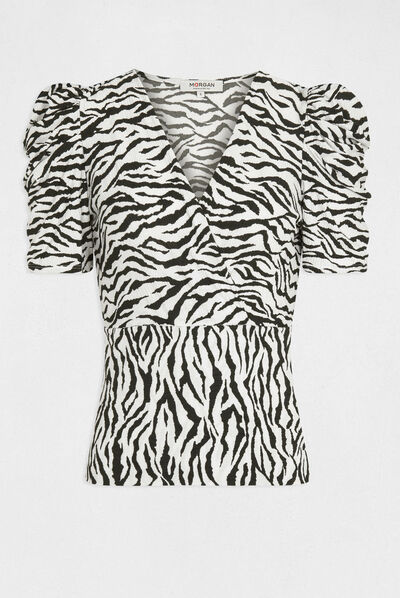 Short-sleeved t-shirt zebra print multico ladies'
