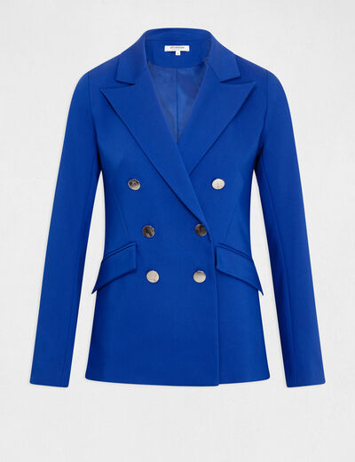 Waisted buttoned city jacket electric blue ladies'