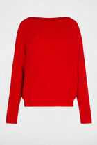 Jumper with round neck red women