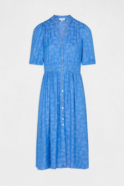 Straight dress with paisley print blue ladies'