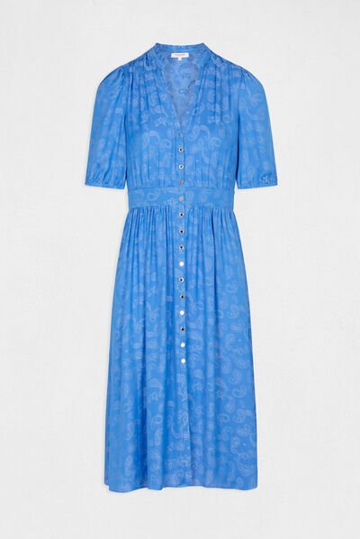Straight dress with paisley print blue ladies'