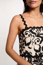 Mid-length dress with square neckline black women