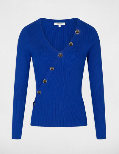 Long-sleeved jumper with buttons electric blue ladies'