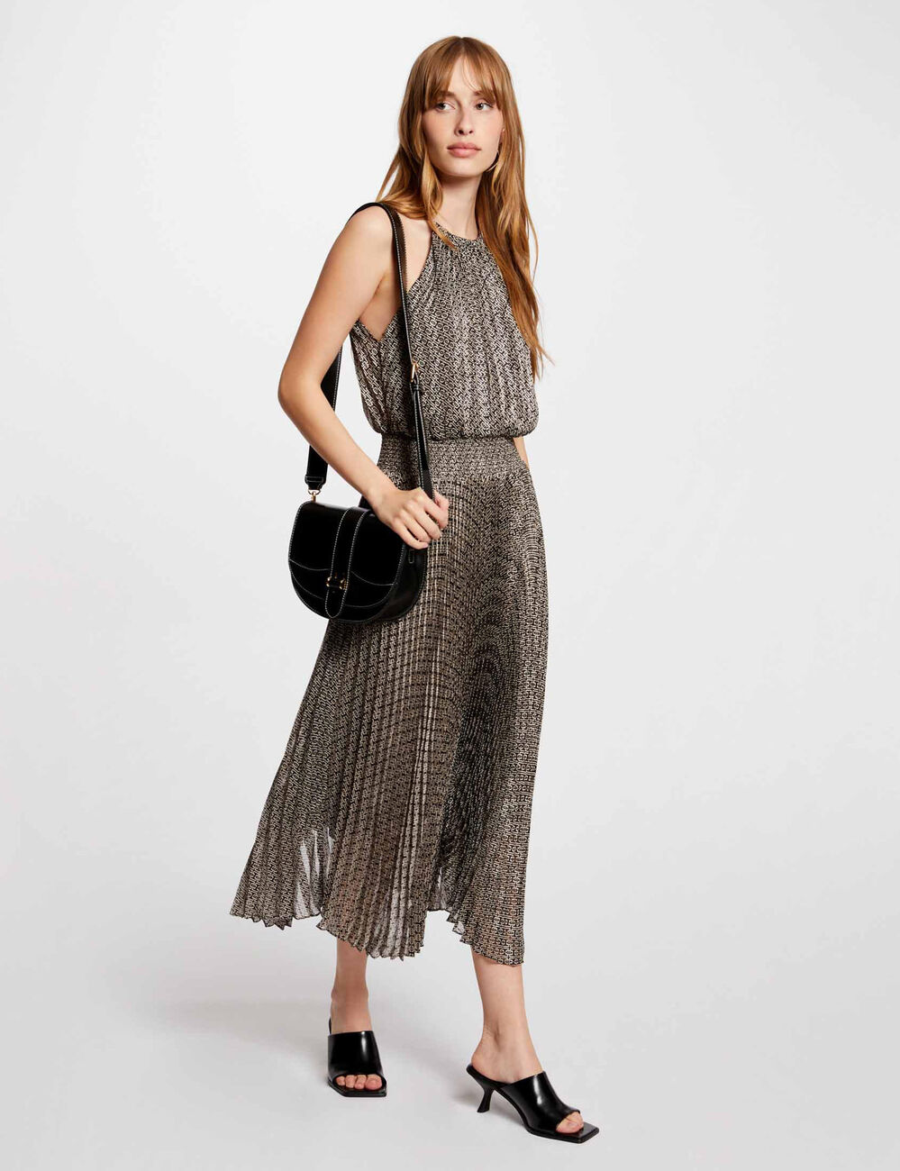 Printed waisted maxi dress multicolored women