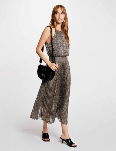 Printed waisted maxi dress multicolored women