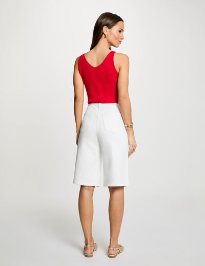 Fitted v-neck tank top red women