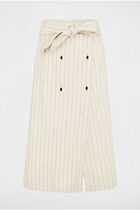 Jupe midi rayée beige femme