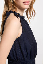 Sheer dress with thin straps navy blue women