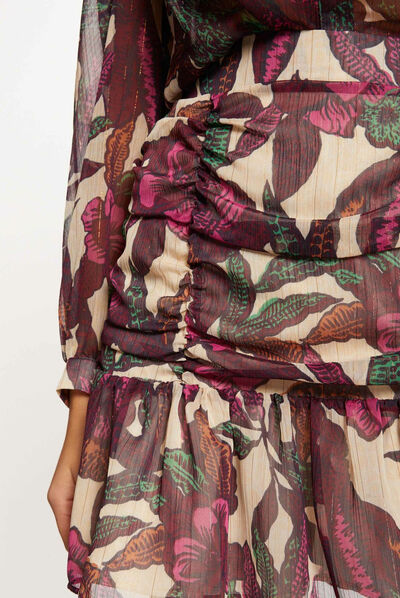 Printed straight skirt with ruffles multico ladies'