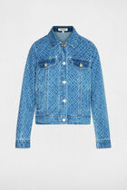 Chevron jacquard jacket denim stone women