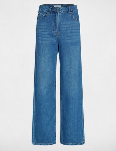 High-waisted wide-leg trousers stone wash denim women