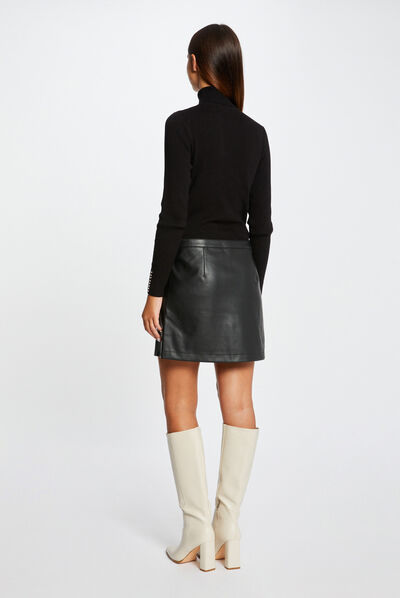 Fitted jumper dress with 2 en 1 effect black ladies'