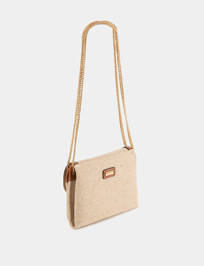 Flap bag with braided effect beige ladies'