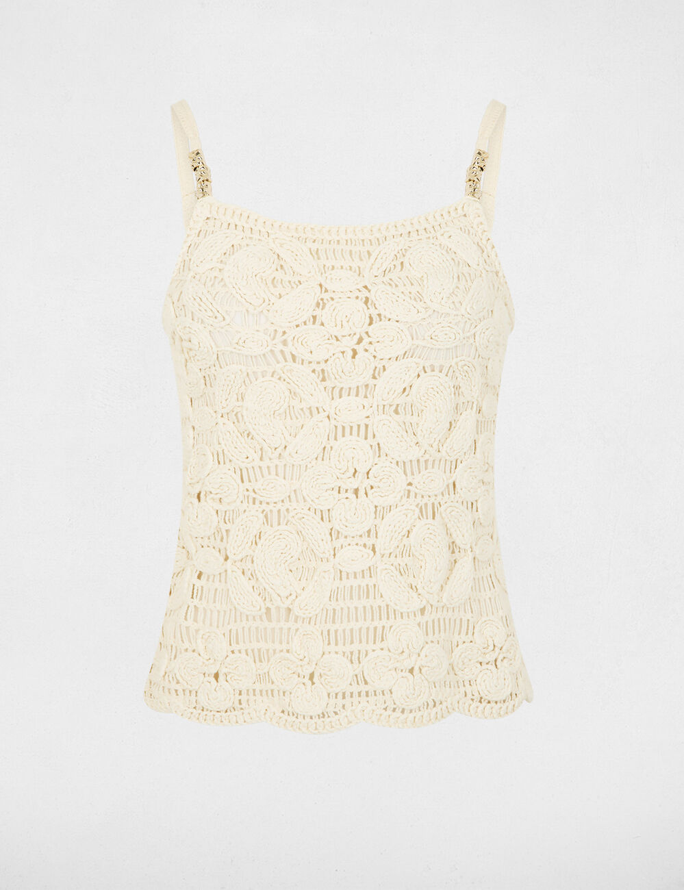 Fitted top with thin straps light beige women