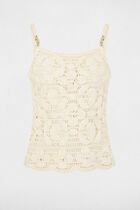 Fitted top with thin straps light beige women